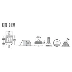 High PeakKite 3 LW Lichtgewicht Tunneltent -Buiten Kamperen Winkel 111849 300 04 7