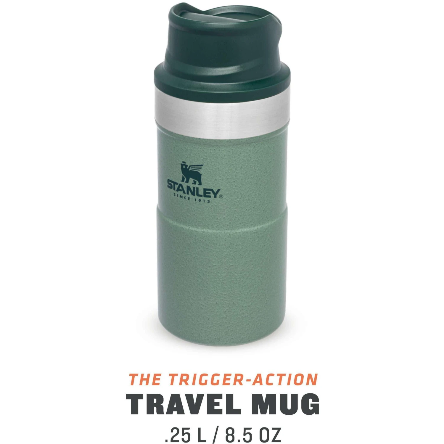 Stanley PMIClassic Trigger-Action thermosbeker 250 ml hammertone green Stanley PMIClassic Trigger-Action Thermosbeker 250 Ml Hammertone Green -Buiten Kamperen Winkel 115050 300 02