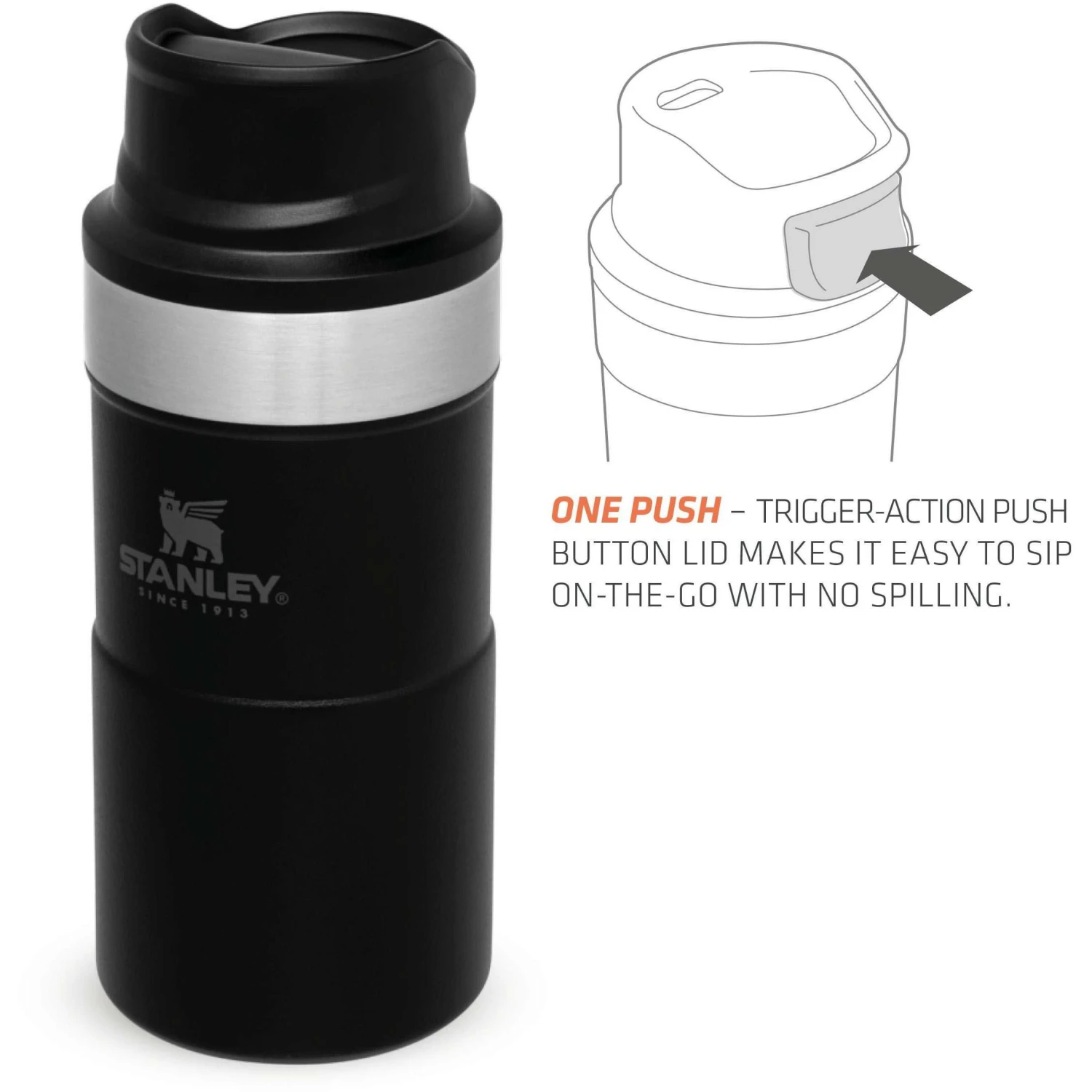 Stanley PMIClassic Trigger-Action thermosbeker 250 ml black Stanley PMIClassic Trigger-Action Thermosbeker 250 Ml Black -Buiten Kamperen Winkel 115051 990 05