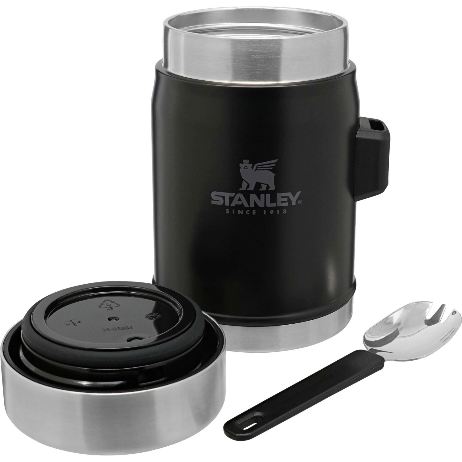 Stanley PMIClassic Legendary + Spork lunchbeker 400 ml matte black pebble Stanley PMIClassic Legendary + Spork Lunchbeker 400 Ml Matte Black Pebble -Buiten Kamperen Winkel 115069 990 02
