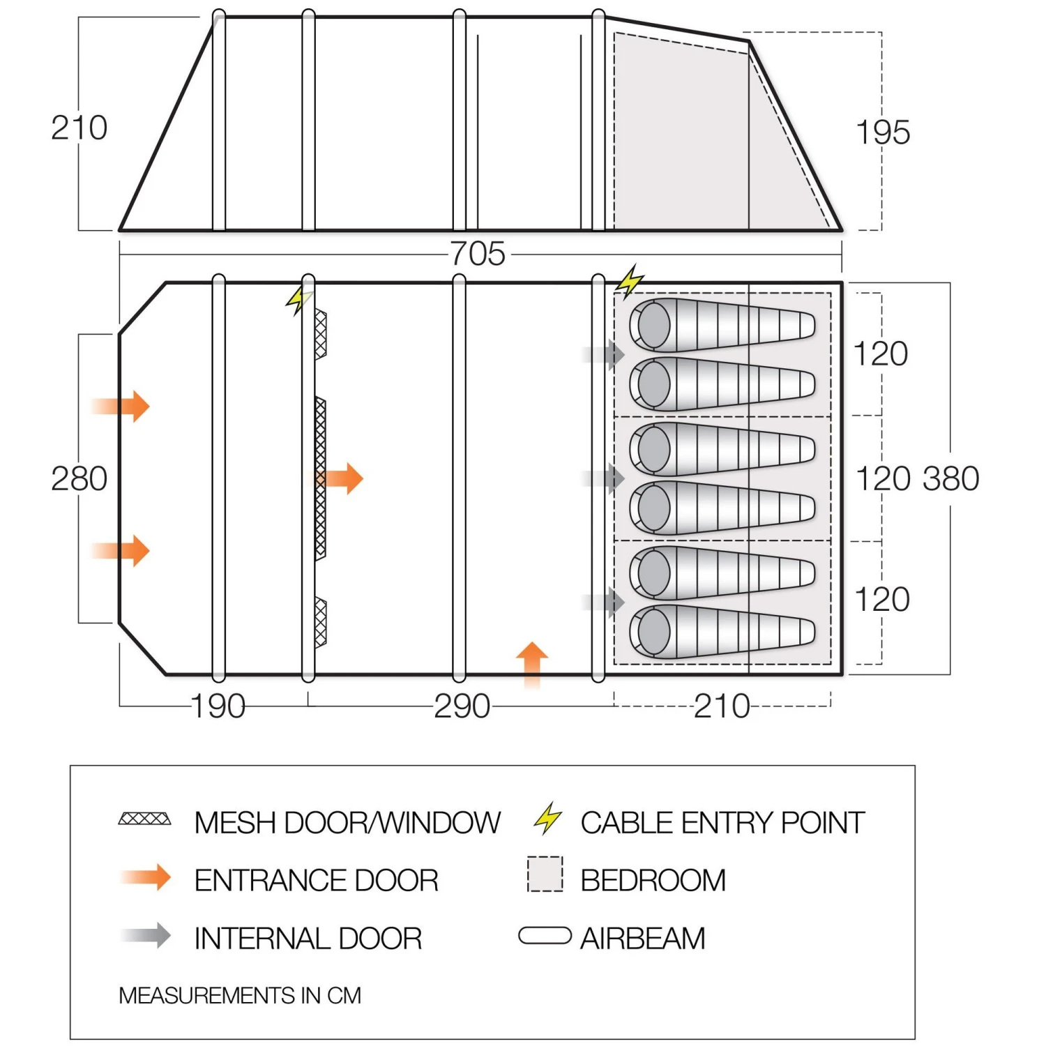 Vango Lismore Air 600XL opblaasbare tent Vango Lismore Air 600XL Opblaasbare Tent -Buiten Kamperen Winkel 143517 900 06
