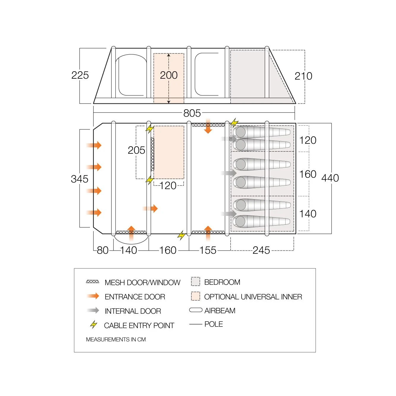 Vango Anantara IV Air TC 650XL opblaasbare tent Vango Anantara IV Air TC 650XL Opblaasbare Tent -Buiten Kamperen Winkel 143522 900 06